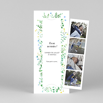 Save the date cadre fleuri (marque-page) blanc Save the date cadre fleuri (marque-page) blanc