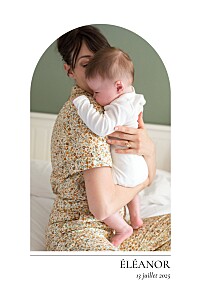 Faire-part de naissance fille arche liseré blanc Faire-part de naissance fille arche liseré blanc