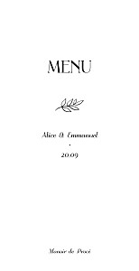 Menu de mariage classique dryade blanc Menu de mariage classique dryade blanc