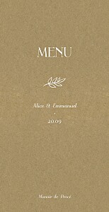 Menu de mariage beige dryade kraft Menu de mariage beige dryade kraft
