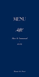 Menu de mariage bleu dryade bleu Menu de mariage bleu dryade bleu