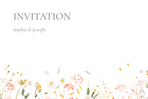 Carton d'invitation mariage blanc jardin bohème (paysage) blanc Carton d'invitation mariage blanc jardin bohème (paysage) blanc