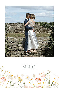 Carte de remerciement mariage original jardin bohème (portrait) blanc Carte de remerciement mariage original jardin bohème (portrait) blanc