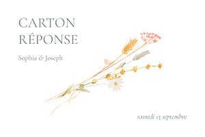 Carton réponse mariage classique jardin bohème blanc Carton réponse mariage classique jardin bohème blanc