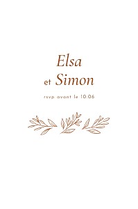 Carton réponse mariage orange romantique (portrait) brique Carton réponse mariage orange romantique (portrait) brique