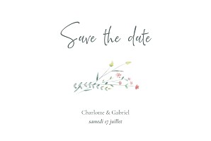 Save the date sans photo couronne florale rose Save the date sans photo couronne florale rose