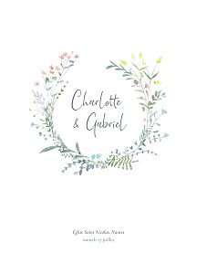 Couverture livret de messe mariage classique couronne florale rose Couverture livret de messe mariage classique couronne florale rose
