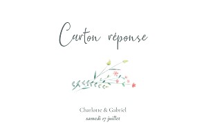 Carton réponse mariage classique couronne florale (paysage) rose Carton réponse mariage classique couronne florale (paysage) rose