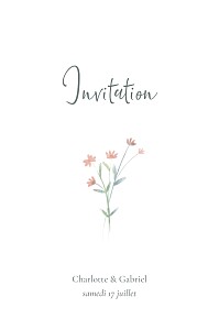 Carton d'invitation mariage classique couronne florale (portrait) rose Carton d'invitation mariage classique couronne florale (portrait) rose