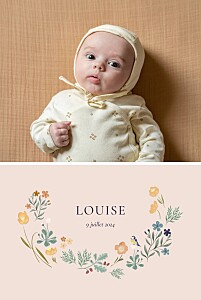 Faire-part de naissance rose champêtre (portrait) rose Faire-part de naissance rose champêtre (portrait) rose