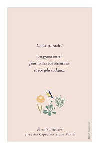 Carte de remerciement rose champêtre rose Carte de remerciement rose champêtre rose