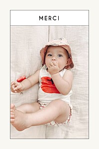Carte de remerciement avec photo cadre moderne (portrait) beige Carte de remerciement avec photo cadre moderne (portrait) beige