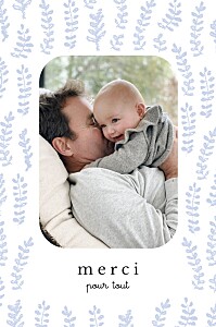Carte de remerciement avec photo pastel végétal bleu Carte de remerciement avec photo pastel végétal bleu