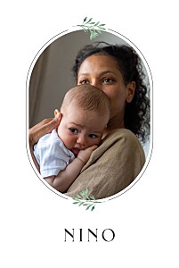 Faire-part de naissance avec photo graphique végétal (portrait) blanc Faire-part de naissance avec photo graphique végétal (portrait) blanc