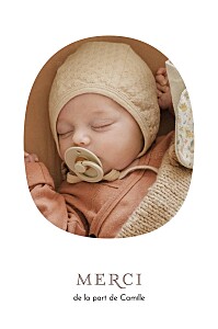 Carte de remerciement avec photo layette blanc Carte de remerciement avec photo layette blanc
