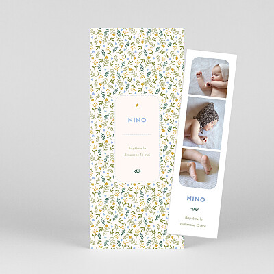 Faire-part de baptême garçon sweet liberty (marque page) beige Faire-part de baptême garçon sweet liberty (marque page) beige