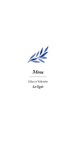 Menu de mariage classique feuille aquarelle bleu Menu de mariage classique feuille aquarelle bleu