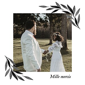 Carte de remerciement mariage marron feuille aquarelle noir Carte de remerciement mariage marron feuille aquarelle noir