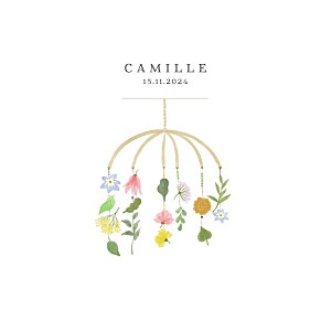 Faire-part de naissance rose petit mobile (4 pages) floral Faire-part de naissance rose petit mobile (4 pages) floral
