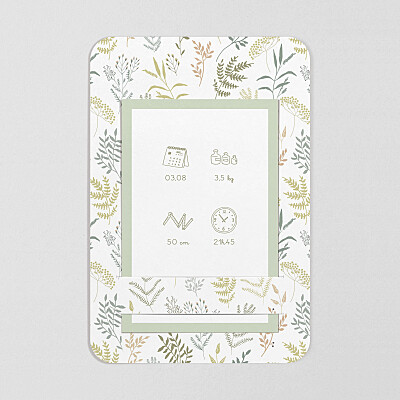 Faire-part de naissance original liberty feuillage (bandeau) vert Faire-part de naissance original liberty feuillage (bandeau) vert