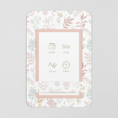 Faire-part de naissance vert liberty feuillage (bandeau) rose Faire-part de naissance vert liberty feuillage (bandeau) rose