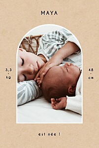 Faire-part de naissance beige arche graphique kraft Faire-part de naissance beige arche graphique kraft