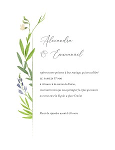 Faire-part de mariage été bucolique (graphique) bleu Faire-part de mariage été bucolique (graphique) bleu