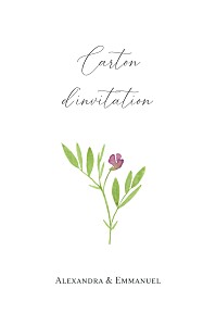 Carton d'invitation mariage traditionnel bucolique (portrait) rose Carton d'invitation mariage traditionnel bucolique (portrait) rose