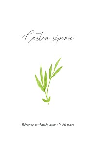 Carton réponse mariage classique bucolique (portrait) blanc Carton réponse mariage classique bucolique (portrait) blanc