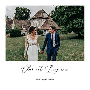Carte de remerciement mariage avec photo notre lieu blanc Carte de remerciement mariage avec photo notre lieu blanc