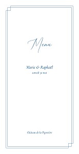 Menu de mariage classique élégance bleu Menu de mariage classique élégance bleu