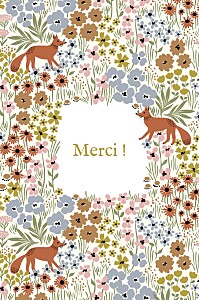 Carte de remerciement tendance liberty renard ocre Carte de remerciement tendance liberty renard ocre