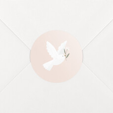 Stickers pour enveloppes baptême Petite colombe Rose