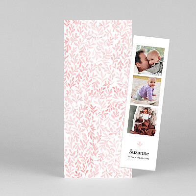 Faire-part de naissance beige harmonie (marque page) rose Faire-part de naissance beige harmonie (marque page) rose