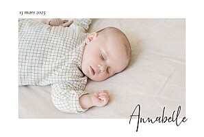 Faire-part de naissance blanc cadre calligraphie (paysage) blanc Faire-part de naissance blanc cadre calligraphie (paysage) blanc