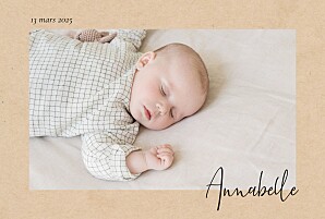 Faire-part de naissance beige cadre calligraphie (paysage) beige texturé Faire-part de naissance beige cadre calligraphie (paysage) beige texturé