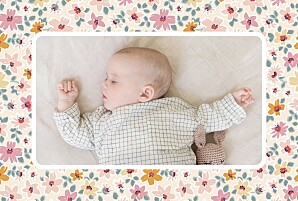 Faire-part de naissance fleur bloom (paysage) rose Faire-part de naissance fleur bloom (paysage) rose