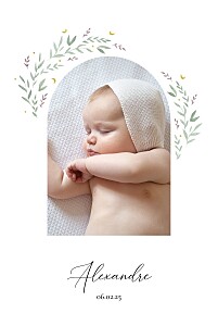 Faire-part de naissance classique douce nuit (portrait) blanc Faire-part de naissance classique douce nuit (portrait) blanc