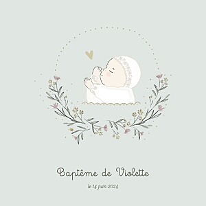 Faire-part de baptême classique lovely baby vert Faire-part de baptême classique lovely baby vert
