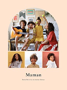 Affichette famille arche multi photo beige Affichette famille arche multi photo beige