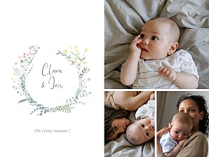 Affichette famille couronne florale rose Affichette famille couronne florale rose