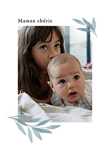 Affichette photo feuillage aquarelle (portrait) bleu Affichette photo feuillage aquarelle (portrait) bleu