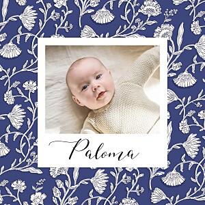 Faire-part de naissance avec photo douces indiennes marine Faire-part de naissance avec photo douces indiennes marine