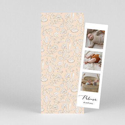 Faire-part de naissance beige douces indiennes (marque-page) beige Faire-part de naissance beige douces indiennes (marque-page) beige