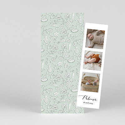 Faire-part de naissance vert douces indiennes (marque-page) vert Faire-part de naissance vert douces indiennes (marque-page) vert