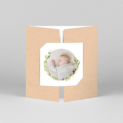 Faire-part de naissance vintage cueillette (fenêtre) blanc Faire-part de naissance vintage cueillette (fenêtre) blanc