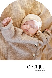 Faire-part de naissance noir simplement (arche) blanc Faire-part de naissance noir simplement (arche) blanc