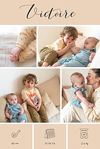 Faire-part de naissance beige mes petits pictos (multi photo) beige Faire-part de naissance beige mes petits pictos (multi photo) beige