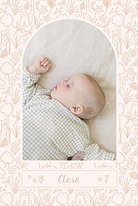 Faire-part de naissance animaux promenade (portrait) rose Faire-part de naissance animaux promenade (portrait) rose