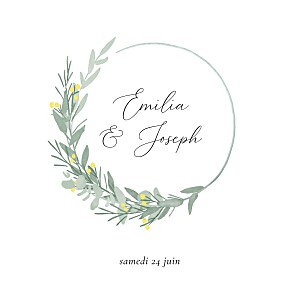Faire-part de mariage kraft couronne d'eucalyptus (4 pages) jaune Faire-part de mariage kraft couronne d'eucalyptus (4 pages) jaune